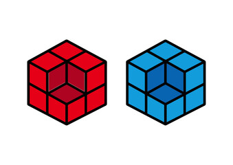 vector colorful cube, square, dice, geometric design illustrations