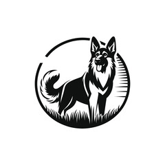 German Shepherd Dog Logo Design. Vector Illustration silhouette isolated on white background