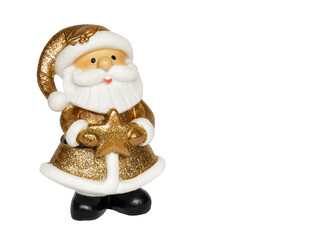 Gold and white Santa Claus isolated