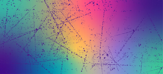 Abstract shine gradient violet-blue-pink-yellow background with faded paper effect and violet scuffs. Bright wallpaper. Vector illustration
