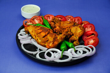 Chicken Tikka. Tandoori Chicken Indian Pakistani style non vegetarian spicy food           