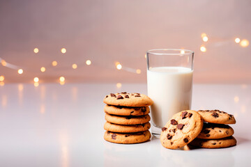 Treats for Santa Claus - milk and cookies  - obrazy, fototapety, plakaty
