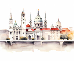 Fototapeta na wymiar Illustration of beautiful view of Vienna, Austria