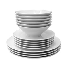 a stack of white plates isolated