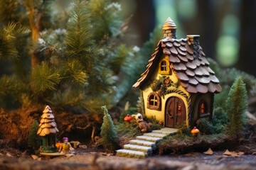 Gnome House with a Majestic Christmas Tree