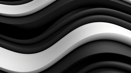 Fototapeta premium The beautiful black and white wavy fabric. Smooth elegant silk with folds in full screen. Delicate cloth. Abstract background. Illustration for banner, cover, brochure or presentation.