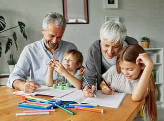 grandchild family child grandparent grandfather grandmother homework education home together...