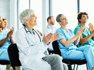 seminar business meeting doctor conference audience presentation education lecture hospital woman...