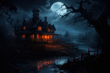 Fototapeta na wymiar Halloween concept for haunted house attraction