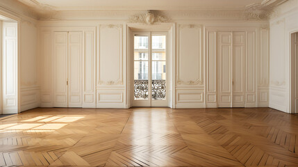 détail d'un mur vide a l'intérieur d'un immeuble bourgeois parisien