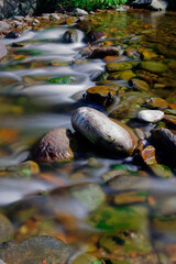 Slow Shutter speed river flow over rocks