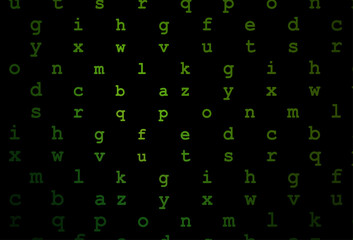 Dark green vector texture with ABC characters.