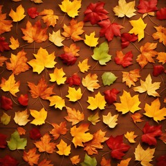 Bright composition of fallen autumn leaves with blank space