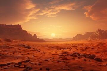 Naklejka premium Magical Plain Landscape, A Canvas of Endless Horizons and Picturesque Tranquility in Nature's Embrace