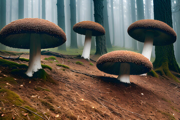 Fantasy mushrooms. Generative AI