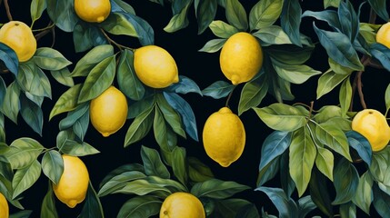 pattern in the form of lemons on a black background