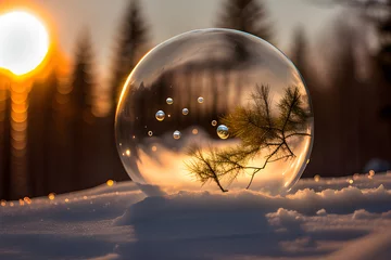Foto auf Alu-Dibond Święta,  bańka mydlana, krajobraz zima. Generative AI © Iwona