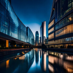 Obraz premium Futuristic cityscape at dusk