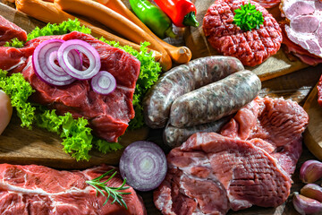Composition with a variety of meat products