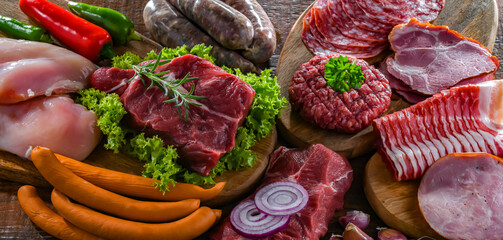 Composition with a variety of meat products