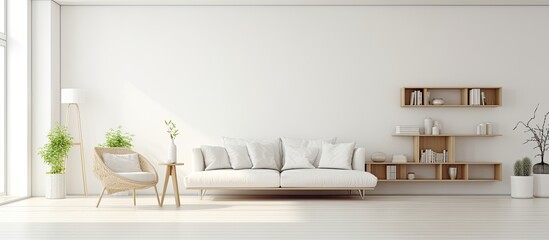 Stylish white apartment in lagom style With copyspace for text