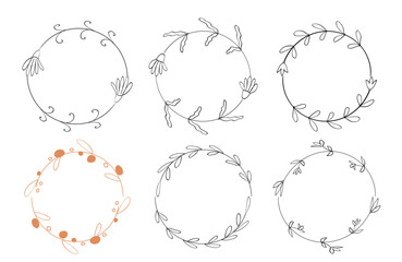 floral set of circle frames