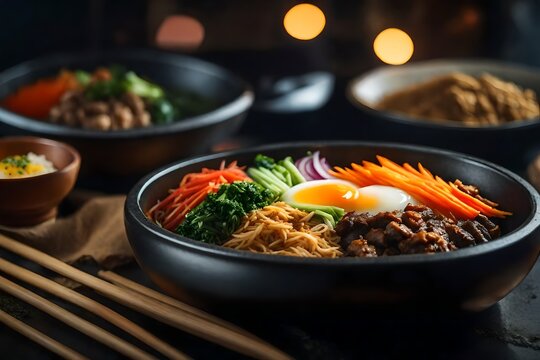 ﻿The camera is moving closer to show a yummy and well-liked Korean food called Bibimbap. Sometimes, understanding things and figuring out why they happen can be hard.. AI Generated