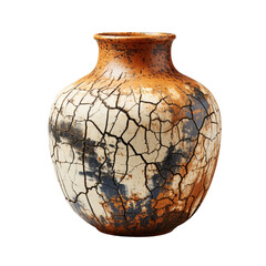 Ancient pottery jar with a fragment, transparent background, PNG