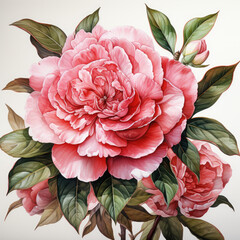 watercolor Camellia clipart, generative ai