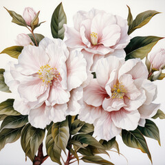 watercolor Camellia clipart, generative ai