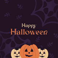 happy halloween pumpkins skull illustration