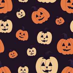 halloween pumpkins with faces pattern