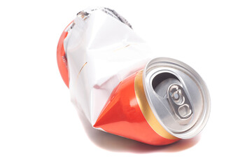 Empty crumpled can from energy drink or beer