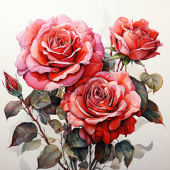 watercolor  rose clipart, generative ai