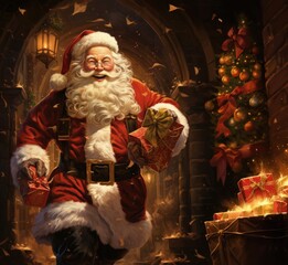 Obraz na płótnie Canvas Santa Claus with Christmas gifts