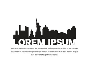 Fototapeta premium New york city skyline silhouette vector image with Black Buildings Isolated on White. Vector Illustration. Cityscape with Landmarks.