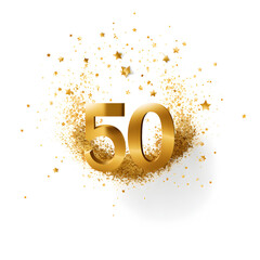 50th gold texture logo  on white background  - obrazy, fototapety, plakaty