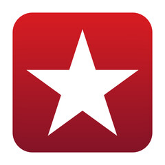 White Star Shape on Red Squre vector icon. Star favorite web icon symbol