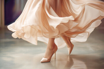 A female dancer demonstrating the art of Latin dance with poise and elegance, her high heels...