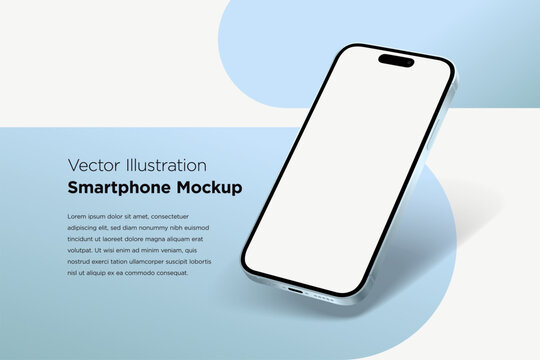 Modern mock up smartphone for presentation, information graphics, app display, perspective view, EPS vector format.