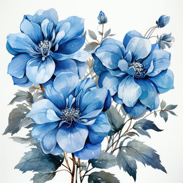 recommend clip art: watercolor blue columbine clipart, generative ai