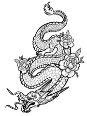 dragon tattoo lines vector stock