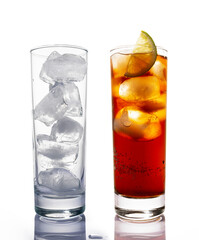 Cocktail with rum and cola isolated on white background