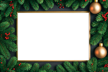 Obraz na płótnie Canvas Christmas horizontal gold frame mockup
