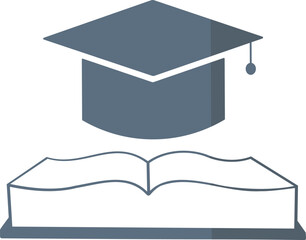vector illustration of a book and a student's hat on a transparent background