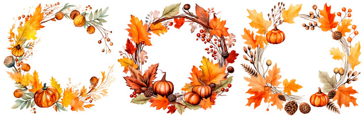 Naklejka na ściany i meble Wreath from autumn Elements 