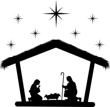 vector illustration of a nativity scene on a transparent background