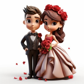 wedding couple caricature, AI Generative