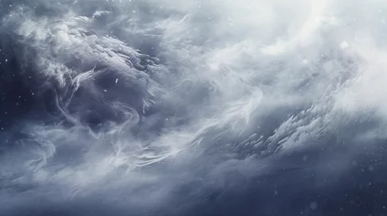 Photo sur Plexiglas Paysage fantastique Majestic swirling storm clouds over a rugged mountain landscape