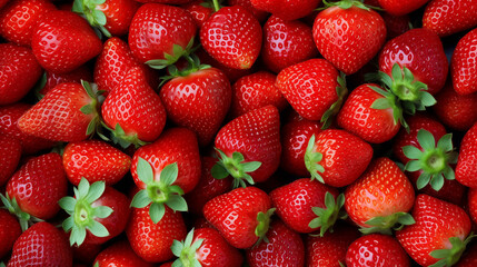 Close-up of vibrant, juicy strawberries with water droplets, filling the frame